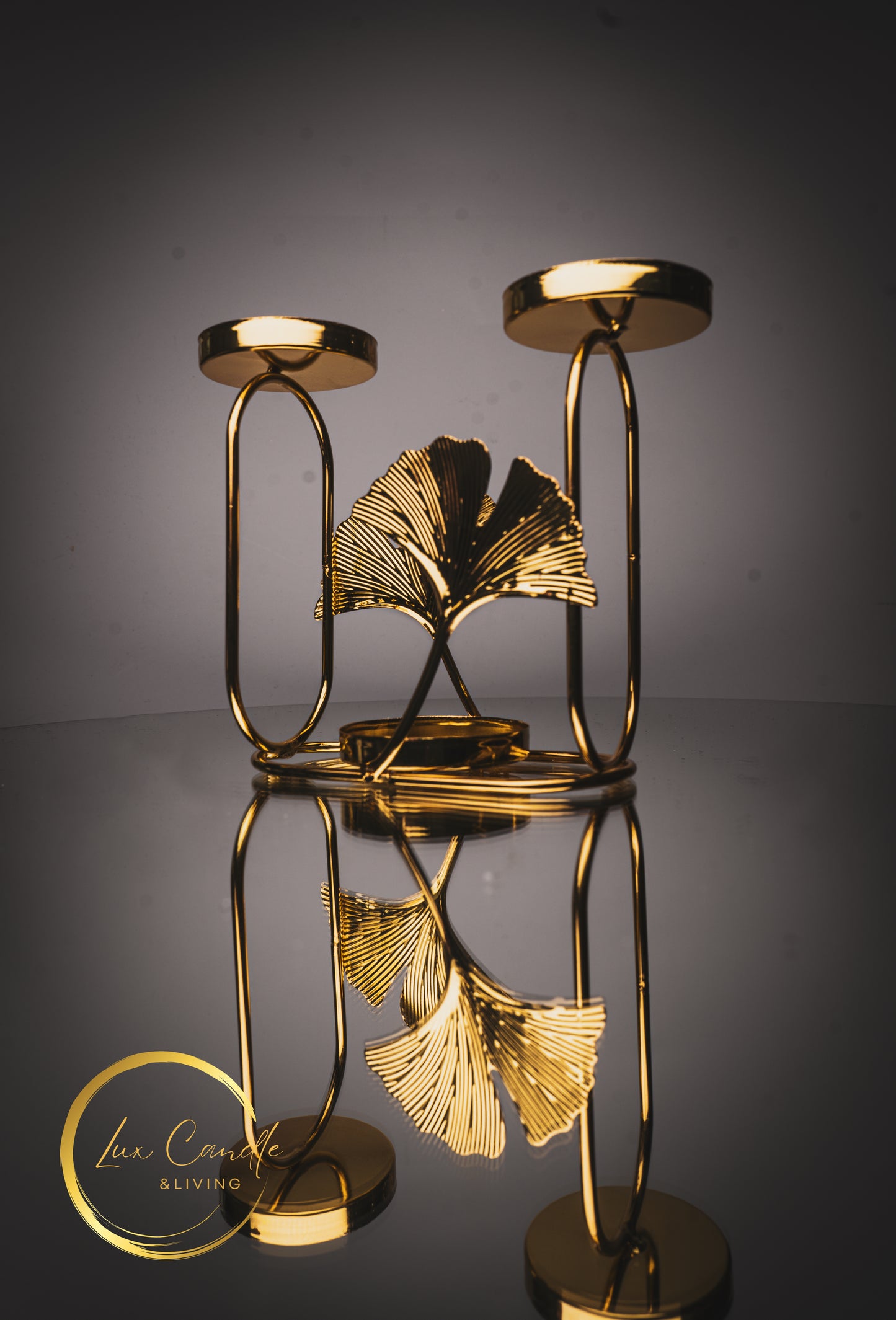 Golden Leaf Trio Candle Holder